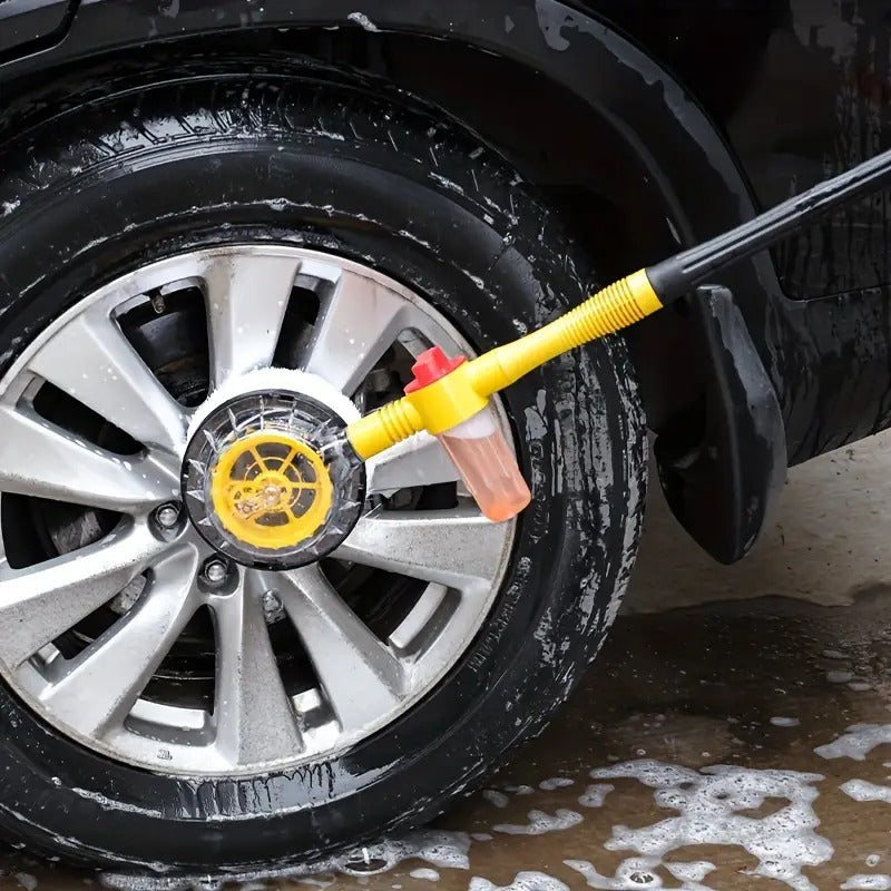 🚗 Kit de Limpieza para Auto 360° – Cepillo Giratorio con Espuma en Aerosol 🧼✨