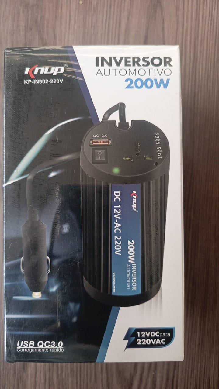 Inversor Automotriz de Corriente 200W Knup – Compacto, Seguro y Multifuncional 🚗⚡