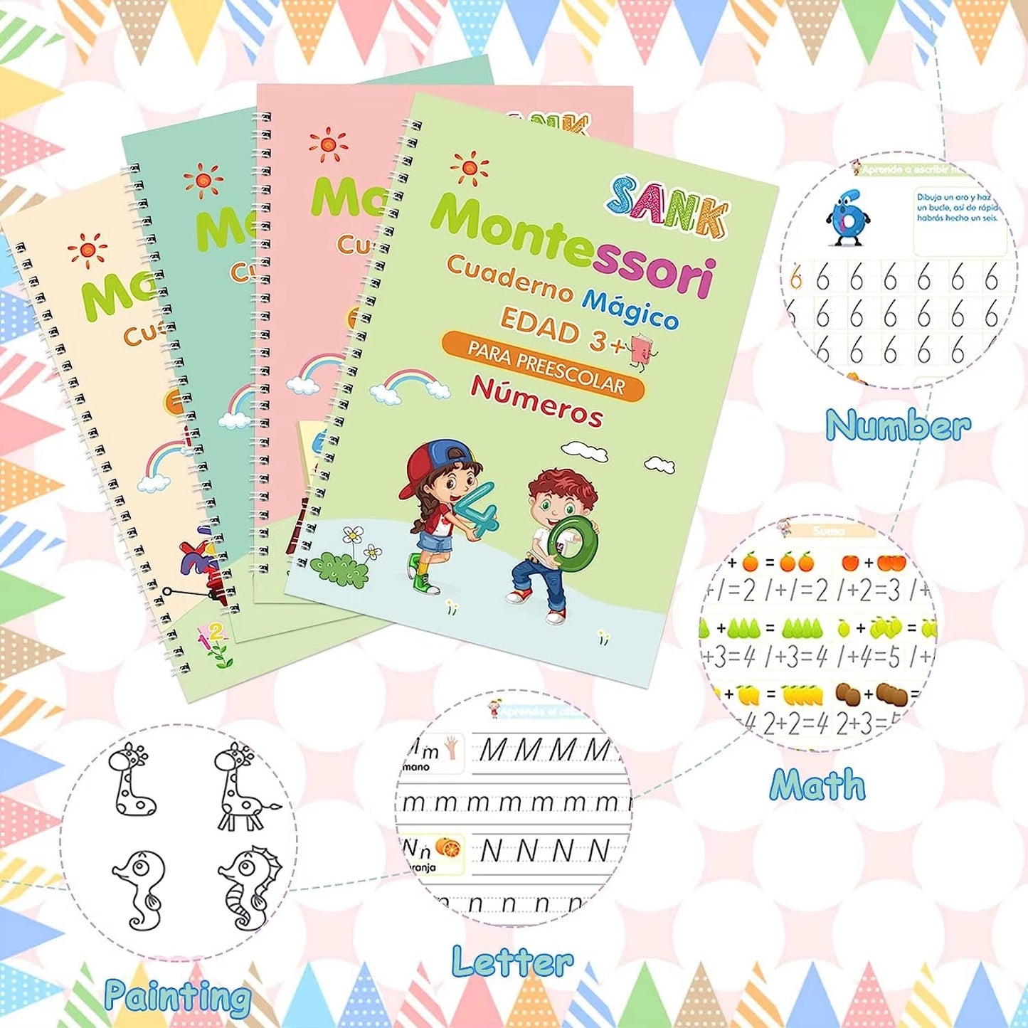 📖 Pack Cuadernos de Caligrafía Mágica – Aprende Jugando con Tinta que Desaparece ✍️